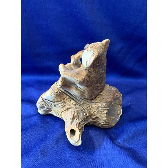 Unique Handmade Clay Pottery Koala Sitting on Hallow Log - Picture 2 of 8